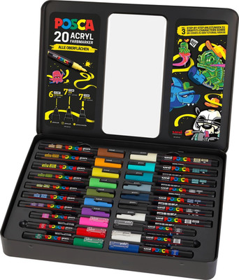POSCA 186830 - POSCA Marker Set, 20Er Etui, Inkl. Anleitungen Für 3 Graffiti Cha