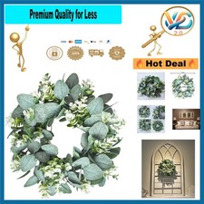 Light Green Eucalyptus Wreath 11 Inch Artificial Farmhouse Decor for Door Wal...