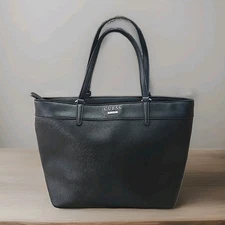 Guess Double Handle Handbag Black PVC Travel Tote Purse