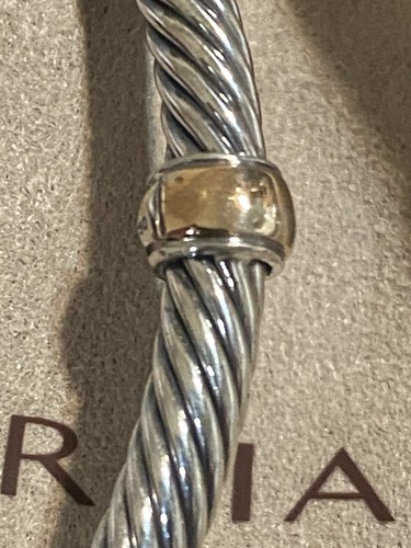 Bracelet manchette classique câble David Yurman 4 mm or 925 et 18 carats rose taille moyenne - Photo 4/17