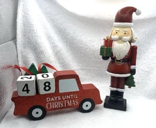 Quill to Paper by Sixtrees Days til Christmas Red Truck & Wooden Santa