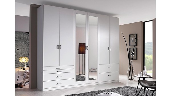 Kleiderschrank Schlafzimmerschrank DrehtüRenschrank Wildberg Weiß Spiegel 271 Cm-image