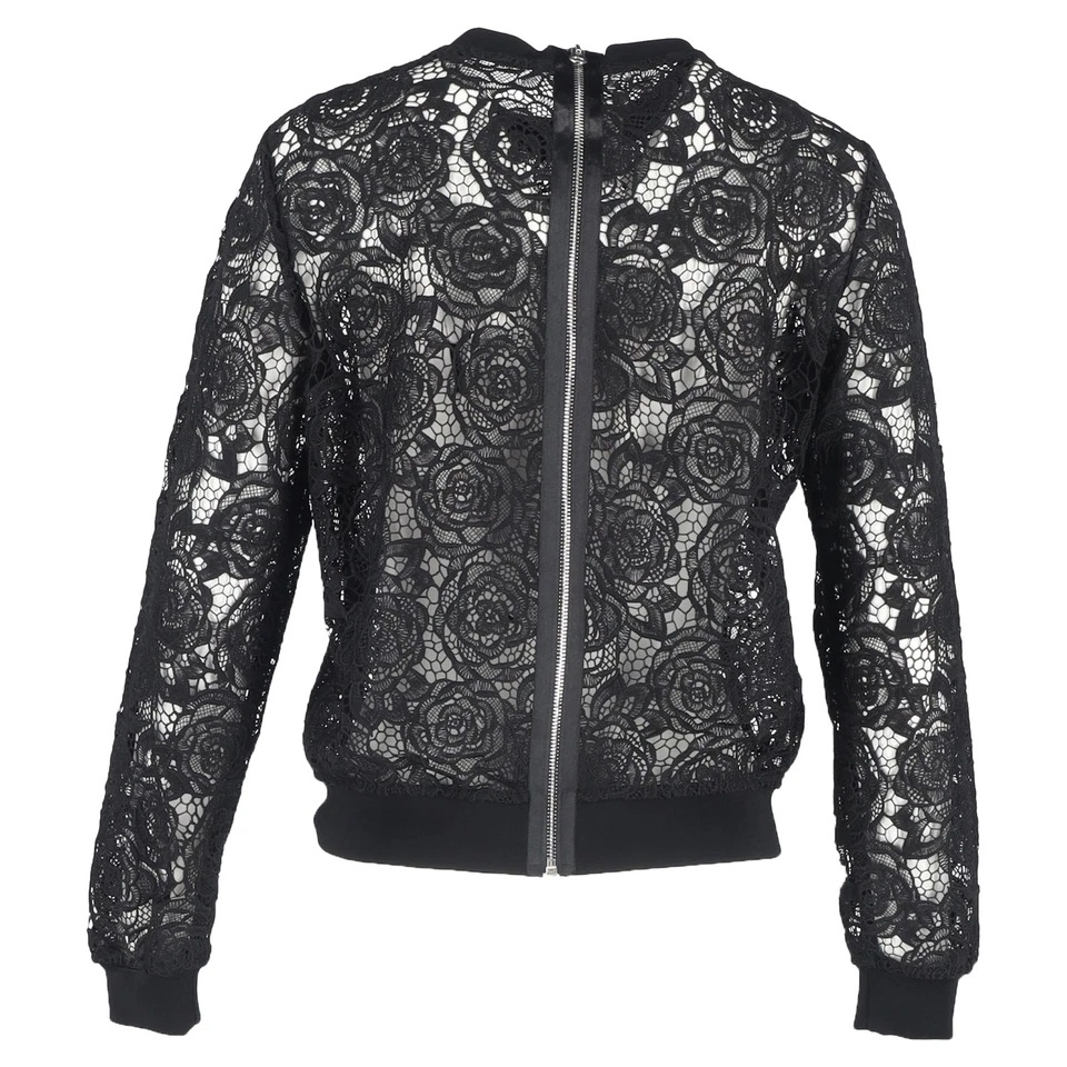 Moletom de renda floral Alexander McQueen em algodão preto - Imagem 3 de 3