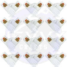 Masonic 33 Degree Gloves: White Cotton Scottish Rite Freemason Regalia, 12 Pairs