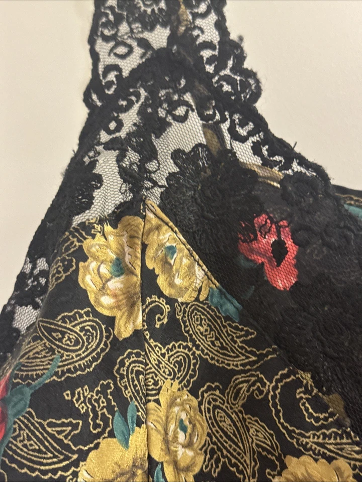 Camisola Floral Serigrafía Vintage 100% Encaje Seda Y2K Foto 4 de 4