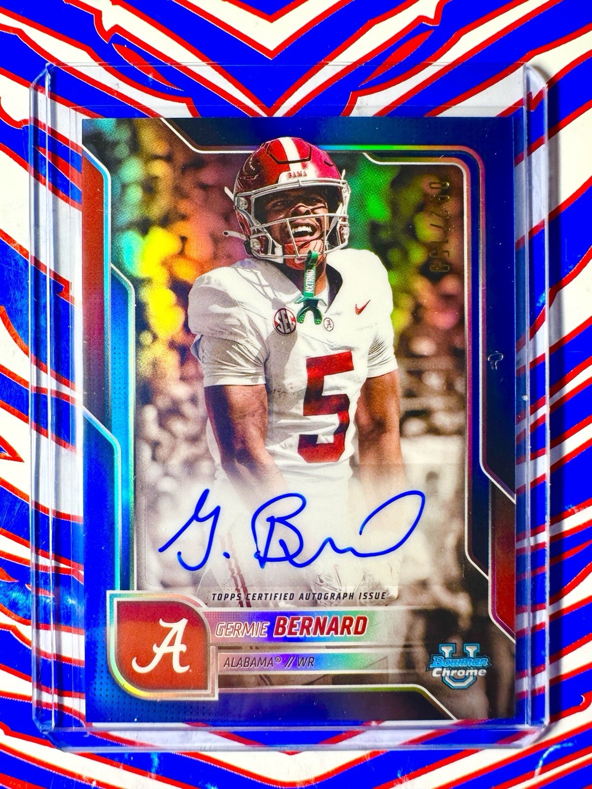 2025 Bowman Chrome U GERMIE BERNARD Blue Refractor Auto /150 #BCA-GB Alabama