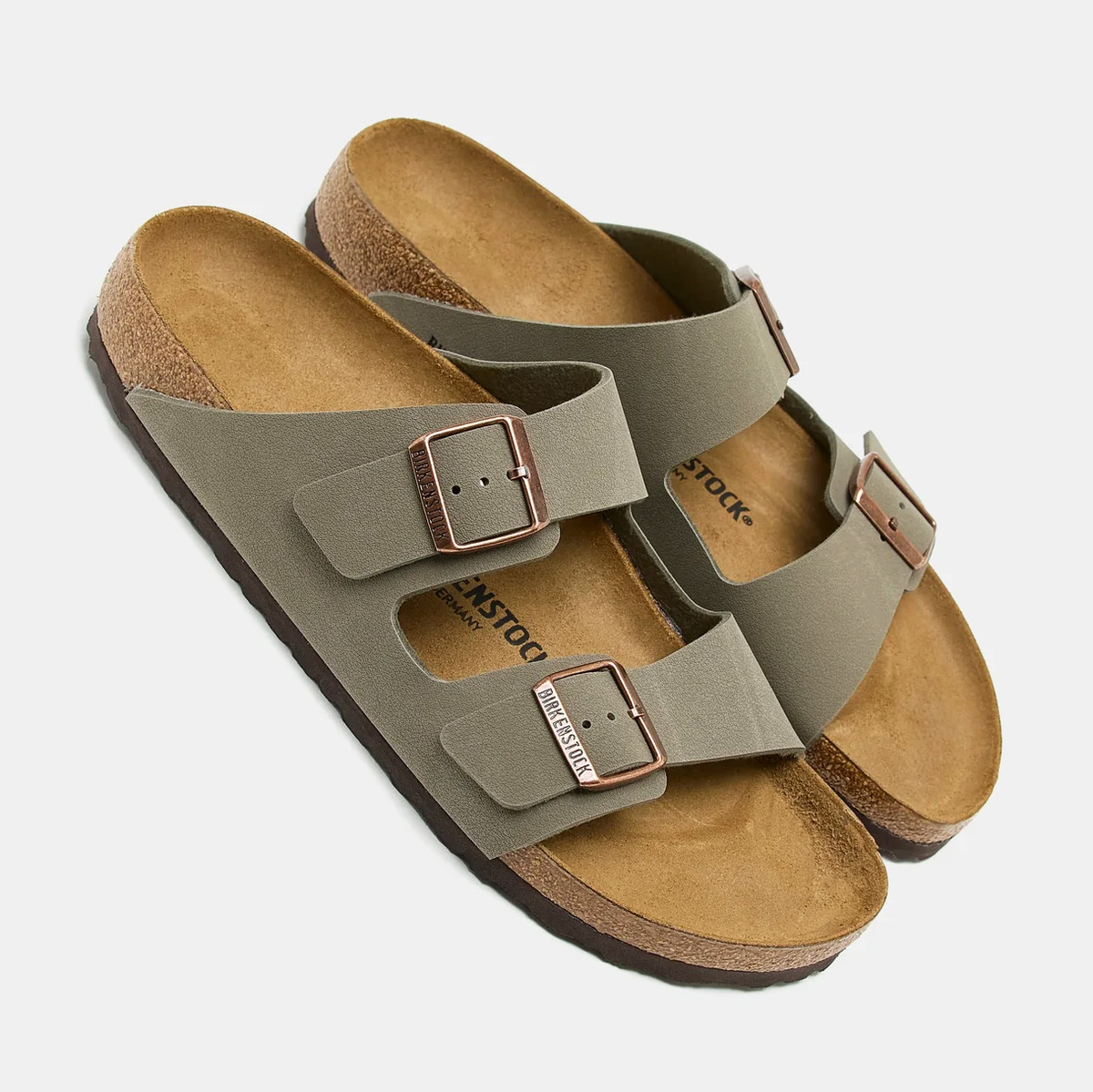 Birkenstock Arizona Birkibuc Two-Strap Men's Regular Sandals Mocha/Stone View 6