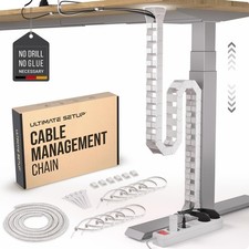 Under Desk Cable Management Vertebrae - Perfect for Sit Stand Desk - White, 1...