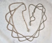 Vintage Rhinestone Chain Belt Silver Tone Clear Crystal 36" Statement 896