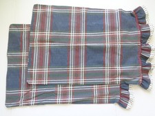 Vintage Plaid Pillowcase Ruffled Springmaid Standard Size Blue Country Farmhouse