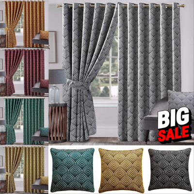 Moderne Luxus Jacquard Vorhänge Vorgefertigt Gefüttert Ring Top & Bleistiftfalte