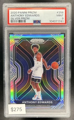 2020-21 Panini Prizm Anthony Edwards RC Silver Prizm #258 Timberwolves PSA 9
