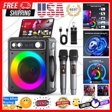 Karaoke Machine, Portable Bluetooth Karaoke Speaker with 2 Wireless Microphon...
