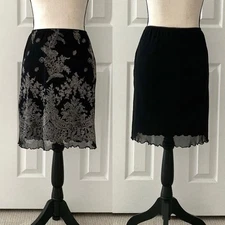 Vtg 90s Y2K Mesh Skirt Overlay Black Beige Boutique Europa Fairycore Size XS