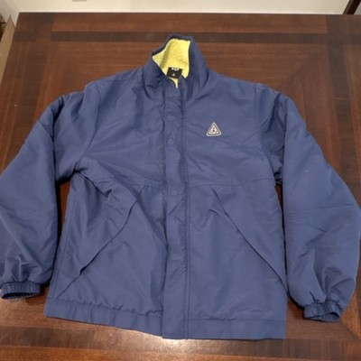 HUF Men's Blue Full Zip Lined Jacket Snap Closure Logo Short Size S