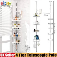 4 Tier Telescopic Bathroom Corner Shelf Shower Caddy Storage Racks Tension Pole