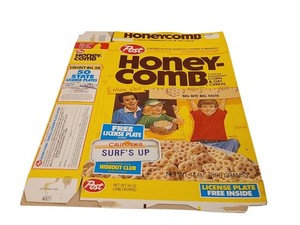 Post Honeycomb Cereal Box Hideout Club License Plate 1980's