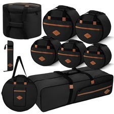 9pc Professional Drum Bag Set Black Padded fo...