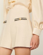 Sandro Shorts Ecru Wolle Gr. 36 FR Damen High...
