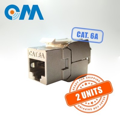 RJ45 Network Module CAT6A Gold Plated Keystone Jack Shielded Wall Socket 2 Units