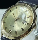 Vintage 1969 Timex Marlin Calendar Watch 2124 2569 Gold Tone Champagne Dial