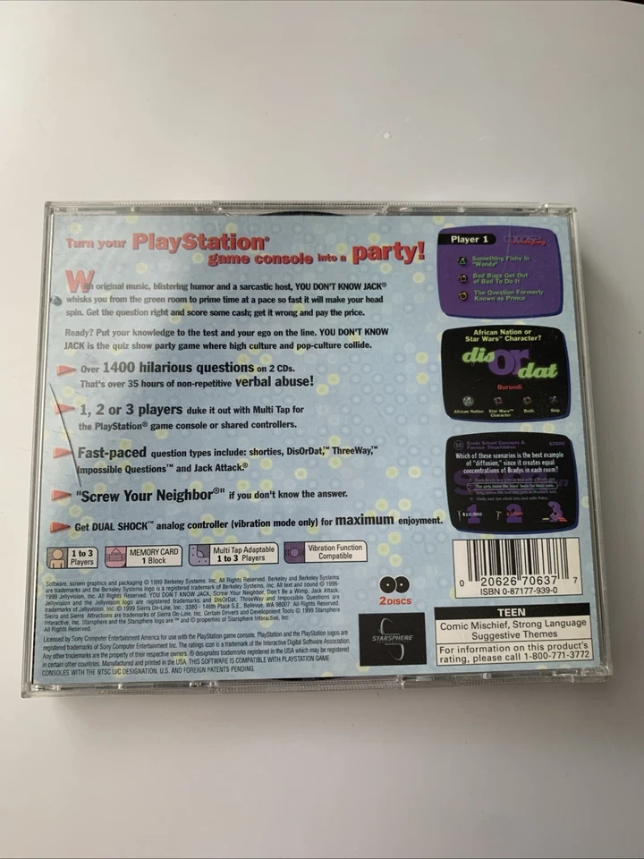 You Don’t Know Jack Ps1 CIB Black Label - Image 2 of 4