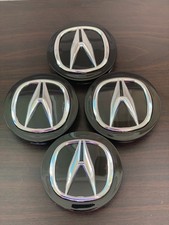 4x Black With Chrome Logo Wheel Center Hub Caps For Acura Size 69mm2.71