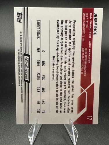 2023 Topps Composite #17 Jerry Rice cromo púrpura moteado refractor #'d/250 SP - Imagen 3 de 3