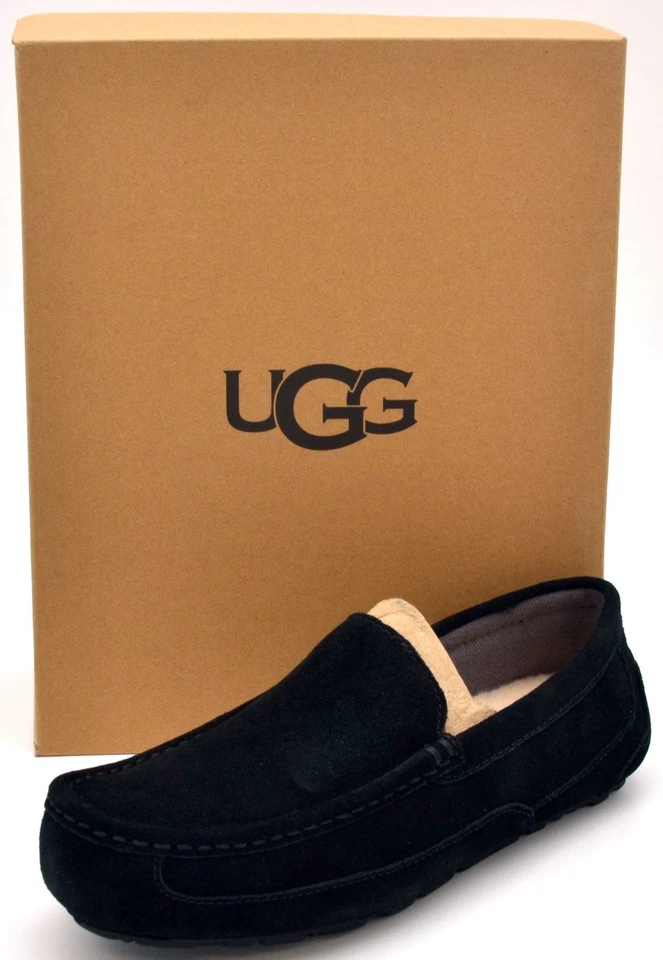 UGG Mens Ascot Slippers | Black | 1103889W-BLK | Authentic New