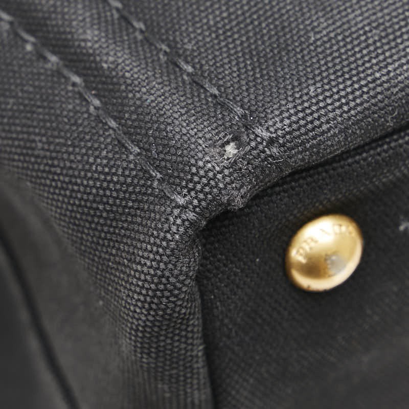 Prada Canapa Triangle Logo Plate Handbag Shoulder Bag 2WAY Black Canvas Ladies P thumbnail 4