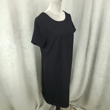 New Tahari Black Dress Womens 14 Shift Knee Length Pullover NWT Short Sleev