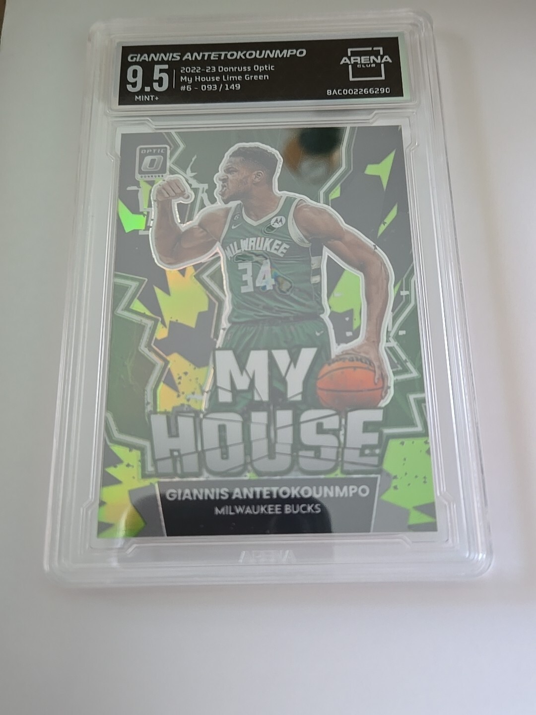 2022-23 Optic Giannis Antetokounmpo My House 6 Milwaukee Bucks /149 Lime Green