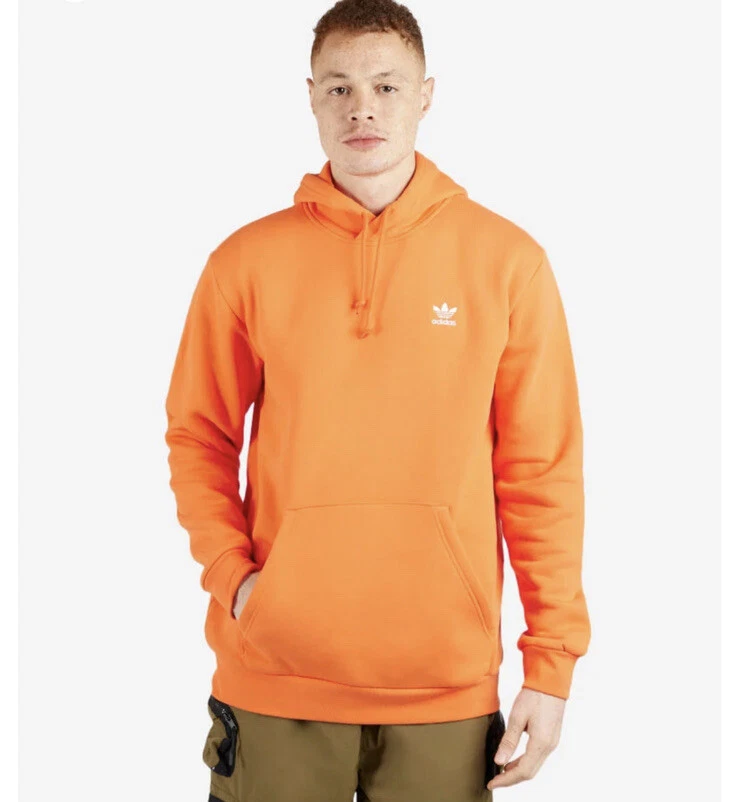 Adidas Originals Mens Hoodie Orange Trefoil Essentials Heavy Sweater Sz Sm M