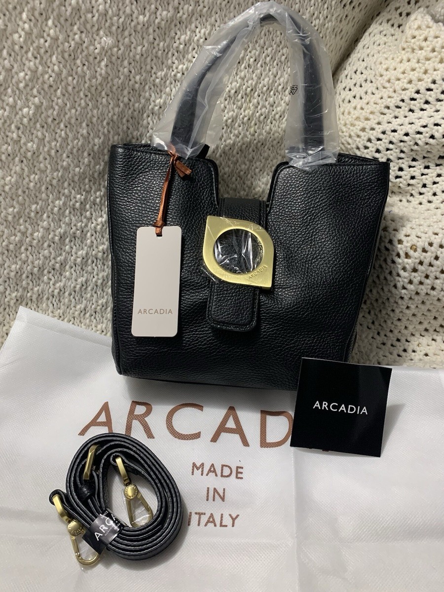 NWT🌺 Arcadia Bia Small Leather Top Handle Crossbody Bag Black