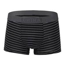 Man Underwear Daily Striped Shorts Underpants Mid-Waist Briefs Boxers Underwear
