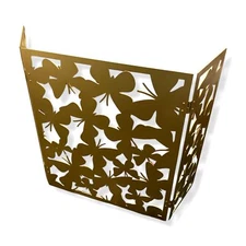 $2100 Tommy Mitchell Gold Tri-Fold Butterfly Pattern Steel Fireplace Screen