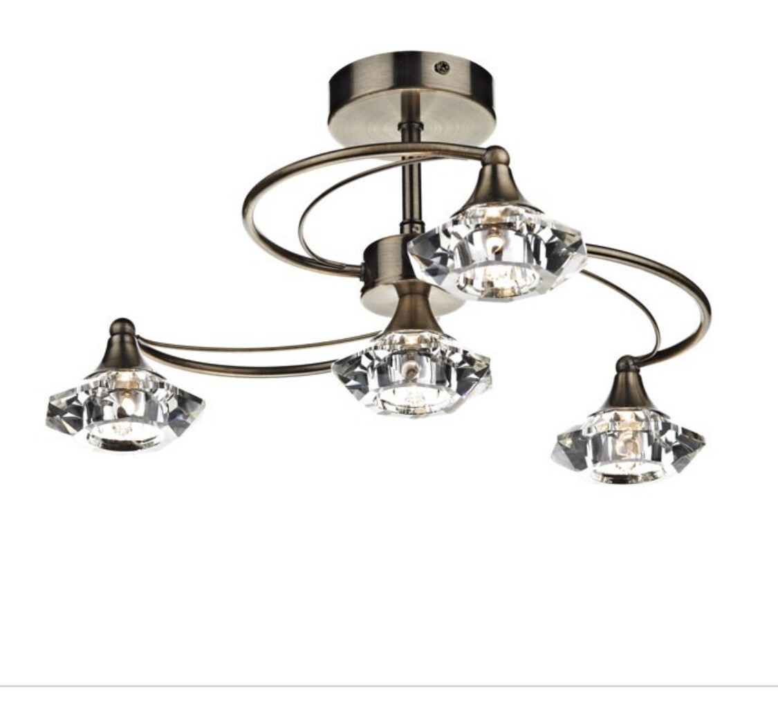 Dar Lut0467 Luther 4 Light Semi Flush Black Chrome For Sale Ebay