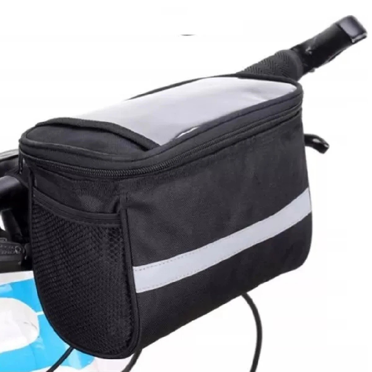 SHENGYIG Borsa Manubrio Bici, Tessuto Oxford Cestino Bicicletta Anteriore, Nero Borsa Bici Telaio, Due Tasche, per Bicicletta, Triciclo, Scooter
