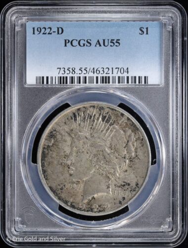 1922-D $1 Peace Silver Dollar PCGS AU 55 - Picture 1 of 4