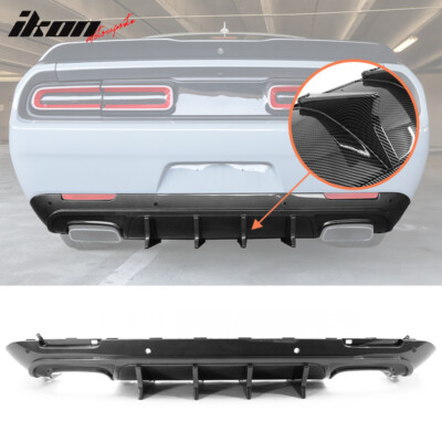 Fits 15-23 Dodge Challenger IKON V4 4PCS Rear Bumper Diffuser Carbon Fiber Print