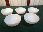 5 Vintage Corning White Milk Glass Cereal Bowls