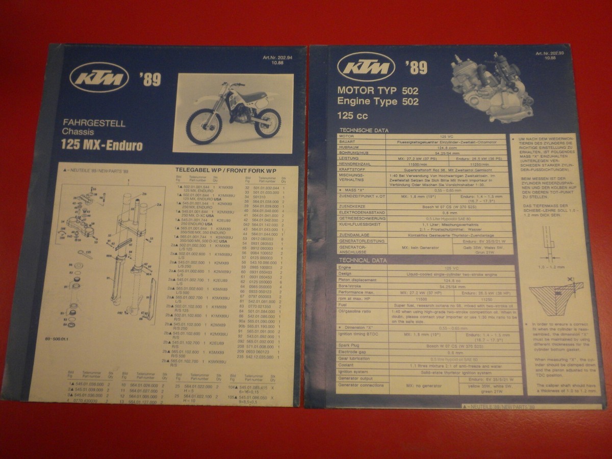 1989 KTM 125 MX Engine and Chassis Parts Diagrams | eBay