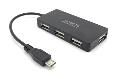 BerryBase 4 Port Micro USB 2.0 OTG Hub schwarz Raspberry Pi Zero Android