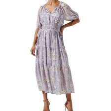 ASTR Floral Print Tiered Ruffle Dress Lavender SIZE Small NWT