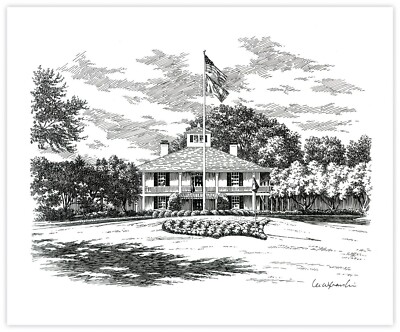 2026 Masters Augusta National Golf Club Clubhouse Pen & Ink 14'' x 18'' Print    