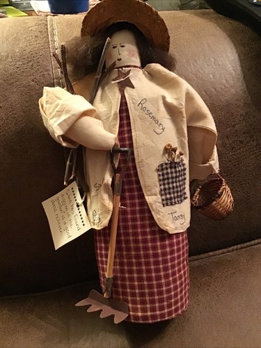 Stuffed Fabric GardenerFigurine Doll from The Trundle Bed by Cindi Hurlbut, 12”