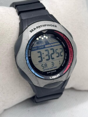 Casio Sea Pathfinder SPS-300 Vintage Watch WR 100m Moon Tide Alarm Working 39mm