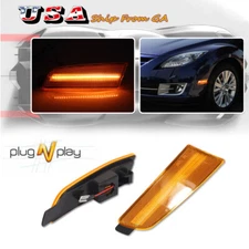 For 09-13 Mazda 6 Front Fender LED Side Markers Amber Light Lamp Left Right Side