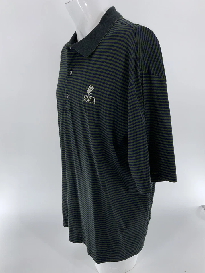 Рубашка поло для гольфа Troon North Bobby Jones XL зеленая синяя полоса индейка YGI W3-100 - Изображение 4 из 4