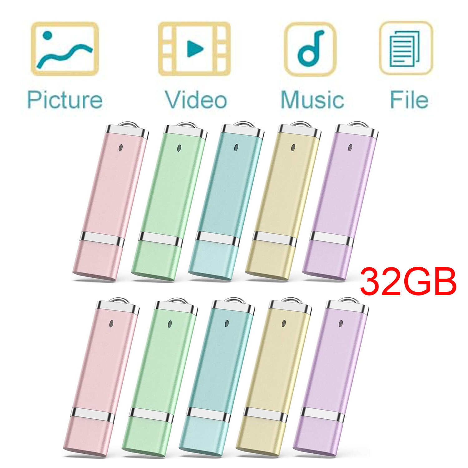 USB Flash Drive 10X 32GB Thumb Drive Colorful USB Memory Stick Pen Drive-image